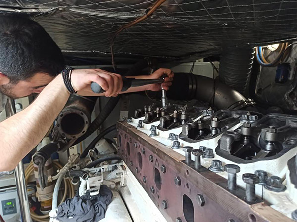 MAN engine repair on the boat by one of our authorized engineers